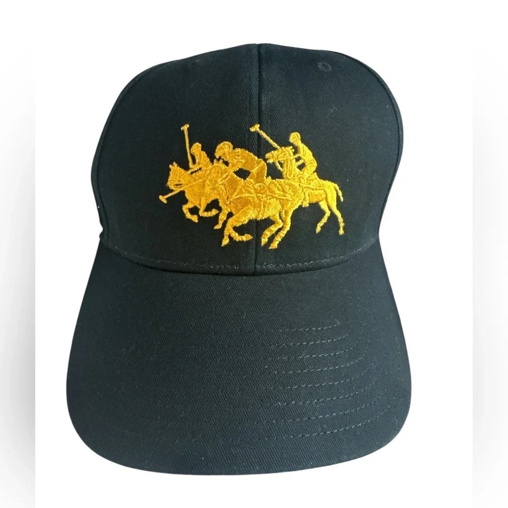 NWT Polo Ralph Lauren Lunar New Year Triple Pony Twill Cap Black & Gold - Picture 9 of 9